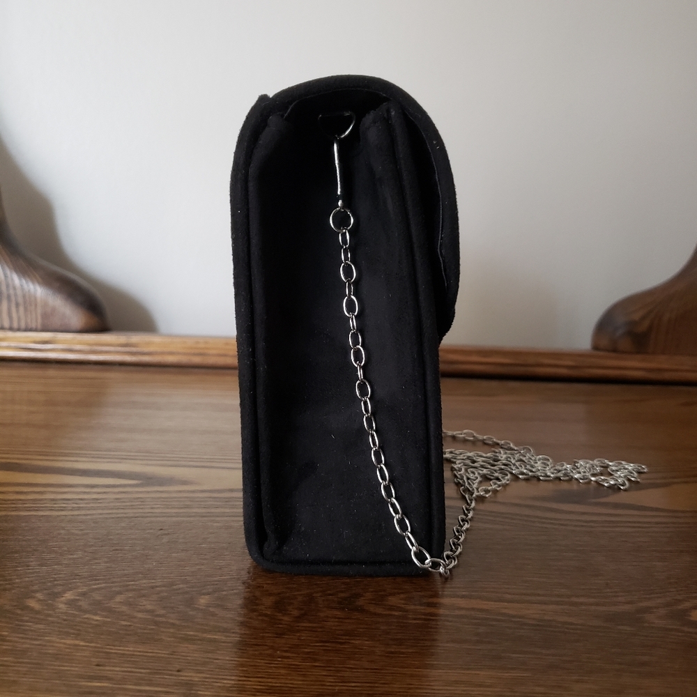 George Evening Bag Suede Pleated Clutch - Black - Picture 4 of 7